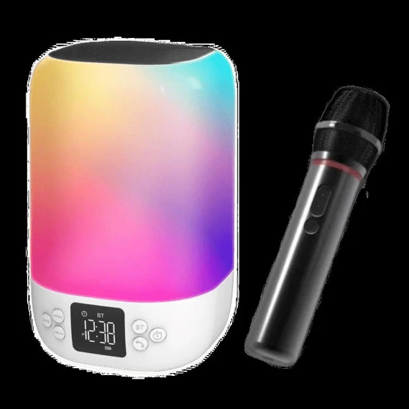 Cosmostech DY20K Karaoke Bluetooth Hoparlör, Rgb Işıklı, Alarm Saat, Uyku Mod Özel Sesli,kablosuz Speaker