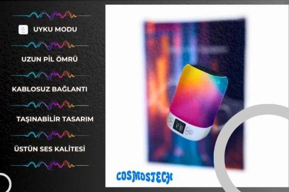Cosmostech DY20K Karaoke Bluetooth Hoparlör, Rgb Işıklı, Alarm Saat, Uyku Mod Özel Sesli,kablosuz Speaker - 6