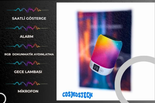Cosmostech DY20K Karaoke Bluetooth Hoparlör, Rgb Işıklı, Alarm Saat, Uyku Mod Özel Sesli,kablosuz Speaker - 7
