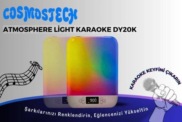 Cosmostech DY20K Karaoke Bluetooth Hoparlör, Rgb Işıklı, Alarm Saat, Uyku Mod Özel Sesli,kablosuz Speaker - 8