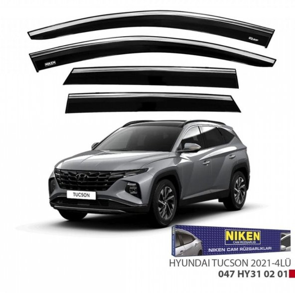 Niken Hyundai Tucson 2021+ Kromlu Cam Rüzgarlığı 4 Lü - 4