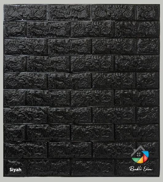 hedefsan KENDİNDEN YAPIŞKANLI DUVAR PANELİ 3D SİYAH - 5