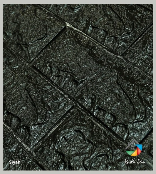 RENKLİ EVİM Renkli Evim Kendinden Yapışkanlı Duvar Paneli Siyah Tuğla 70x77cm - 4