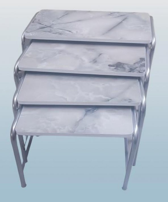 Zigon Sehpa 90220 Demet Metal Model Nikelaj Ayak Ahşp Mermer Dalga Desen El yapım