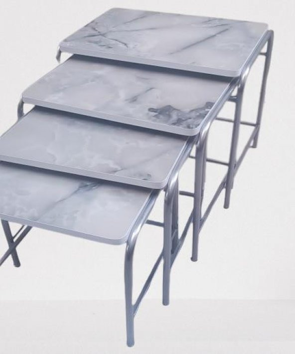 Zigon Sehpa 90220 Demet Metal Model Nikelaj Ayak Ahşp Mermer Dalga Desen El yapım - 2