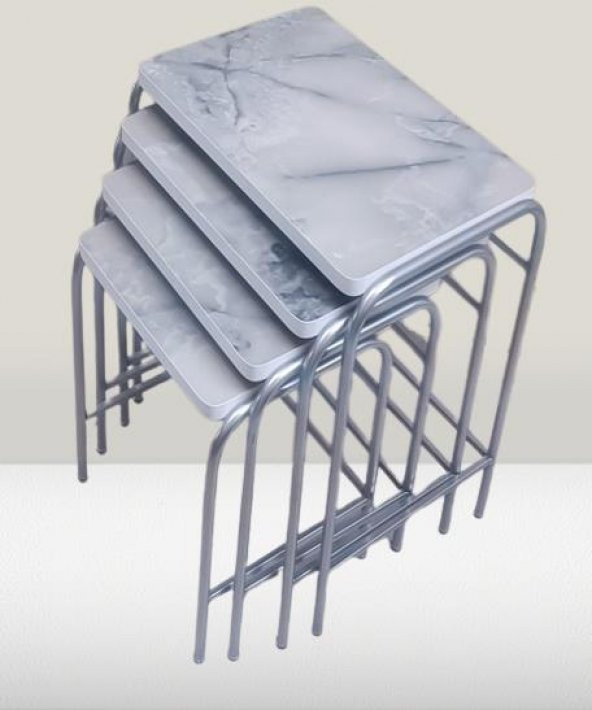 Zigon Sehpa 90220 Demet Metal Model Nikelaj Ayak Ahşp Mermer Dalga Desen El yapım - 7