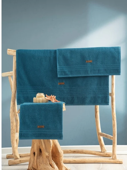 Cotton Box %100 Pamuk 3 Parça Wellness Havlu Seti -Ocean Petrol