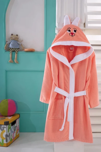 KIDS & BEYBİ çocuk pamuk kapşonlu bornozu 6-7yaş soman