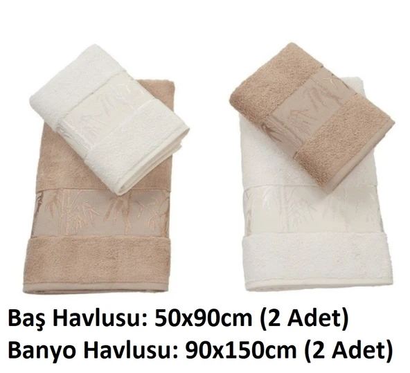 Polo Life 4 Parça Bamboo Hamam Seti (Büyük Boy), Banyo Havlu Takımı-Krem Sütlü Kahve - 2