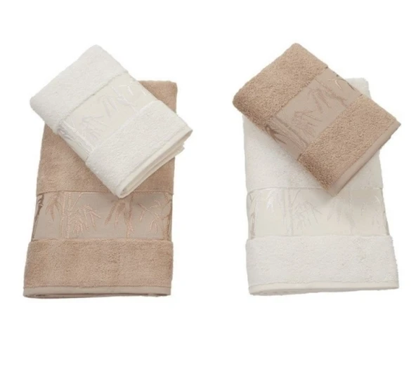 Polo Life 4 Parça Bamboo Hamam Seti (Büyük Boy), Banyo Havlu Takımı-Krem Sütlü Kahve