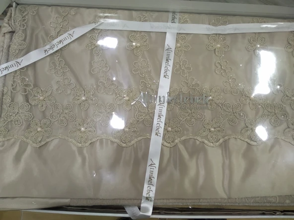 altın kelebek çift kişilik pike takımı ebru capiçino SANDIK HEDİYELİ - 3