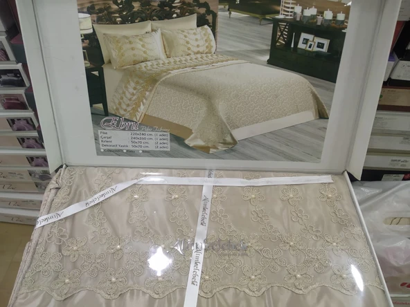 altın kelebek çift kişilik pike takımı ebru capiçino SANDIK HEDİYELİ