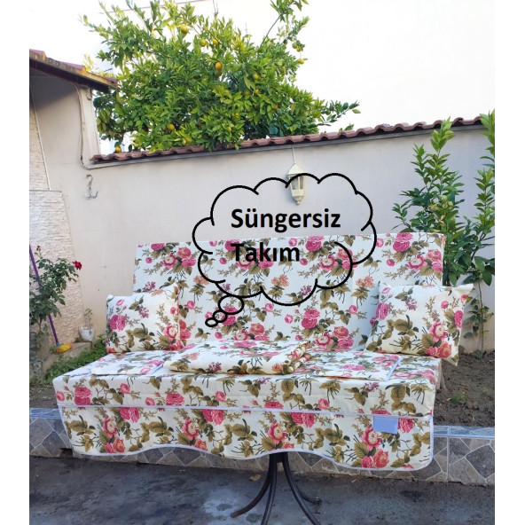 Mandaş Süngersiz Salıncak Minder Kılıfı Seti (Duck)-2 KİŞİLİK-İngiliz Gülü