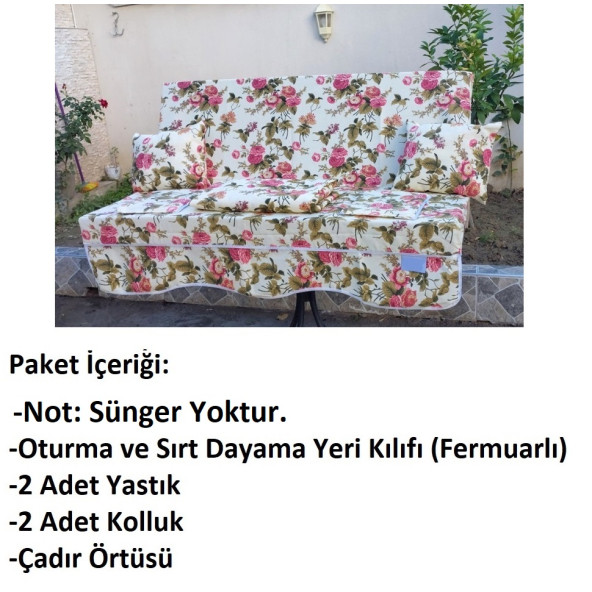 Mandaş Süngersiz Salıncak Minder Kılıfı Seti (Duck)-2 KİŞİLİK-İngiliz Gülü - 2