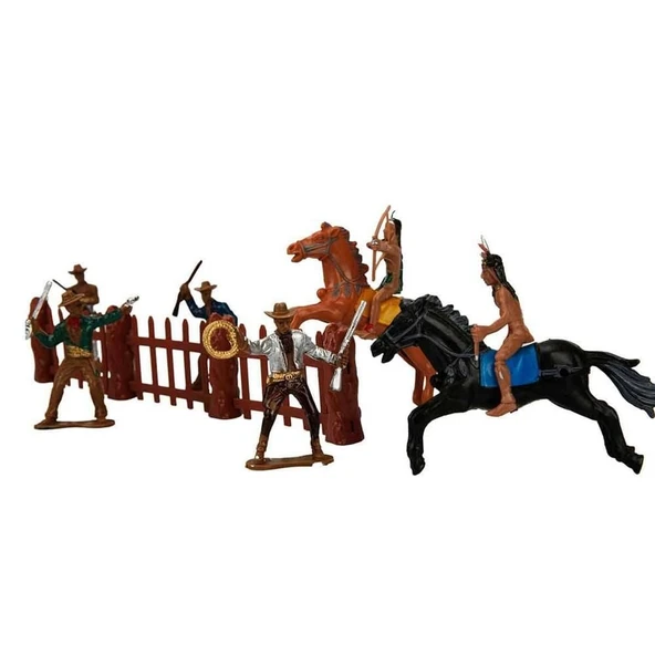 At Arabalı 2 Katlı Kovboy Oyun Seti - Beyaz-Siyah At - 3