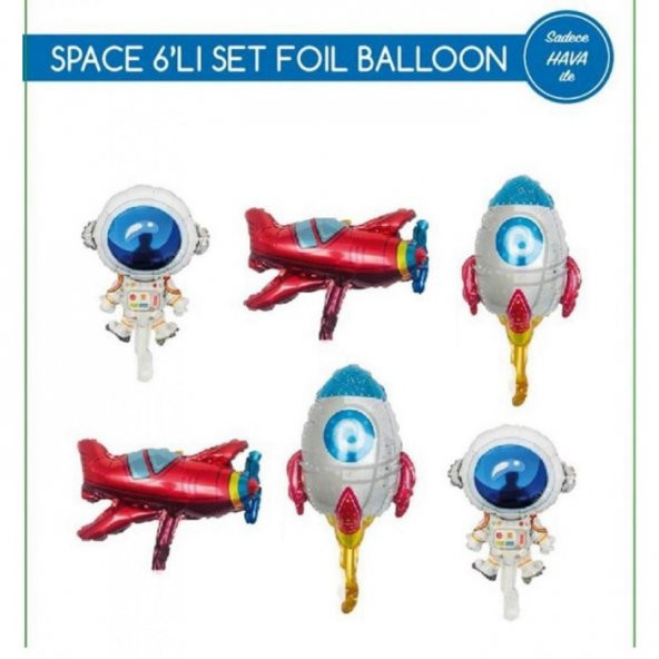 6 lı Space Folyo Balon Seti