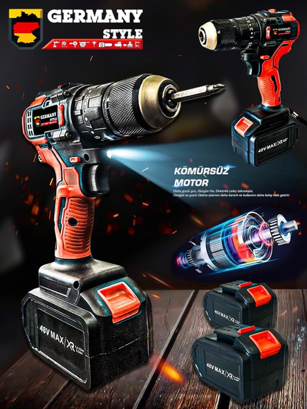 Germany Style GRM9007 48 V 5 Ah Çift Akülü Darbeli Matkap - 3