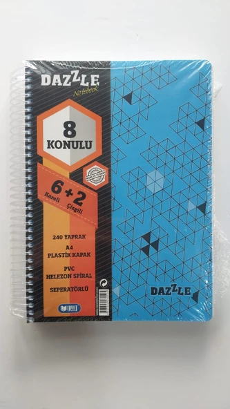 a4 boy 6+2 ayraçlı defter dersane defteri (6 kareli 2 çizgili )240 yaprak dazzle - 2