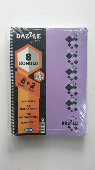 a4 boy 6+2 ayraçlı defter dersane defteri (6 kareli 2 çizgili )240 yaprak dazzle - 3