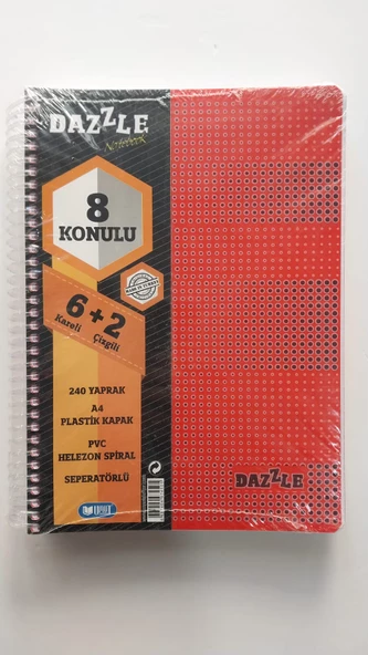 a4 boy 6+2 ayraçlı defter dersane defteri (6 kareli 2 çizgili )240 yaprak dazzle