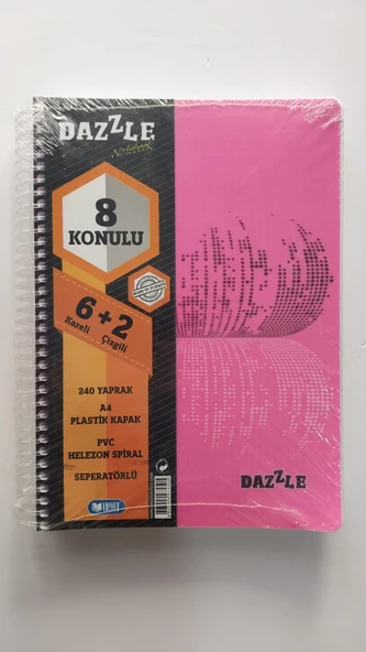 a4 boy 6+2 ayraçlı defter dersane defteri (6 kareli 2 çizgili )240 yaprak dazzle - 4