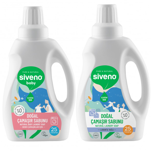 Siveno Doğal Çamaşır Sabunu Ve Siveno Baby Doğal Çamaşır Sabunu Özel Set 1500 ml 50 Yıkama