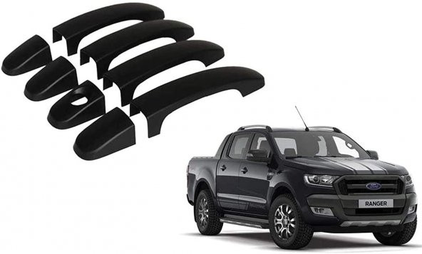 FORD RANGER T7 2015+2018 KAPI KOL AYNA SETİ MAT SİYAH - Resim 3