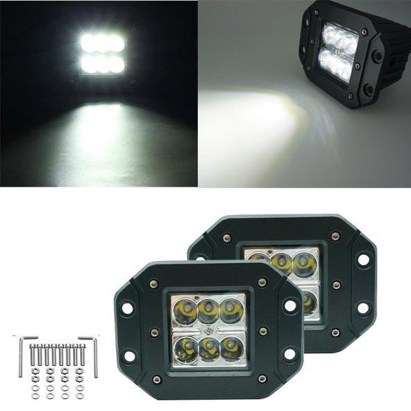 OFFROAD SİS LAMBASI GÖMME TİP BEYAZ LED 18W - Resim 2