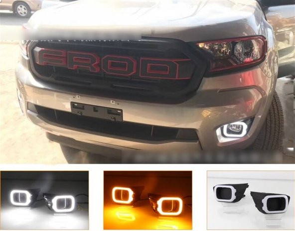Ford Ranger Sis Lambası çerçevesi  Ledli Sinyalli 2019 - 2021 T8 Uyumlu ürün görseli
