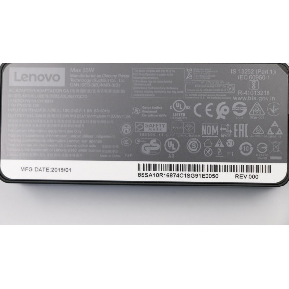 Lenovo 02DL128 02DL106 Uyumlu Orijinal Lenovo Type-C Adaptör 20V - 3