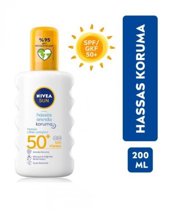 Nivea Sun Hassas Koruma Krem F-50 200ml Sprey