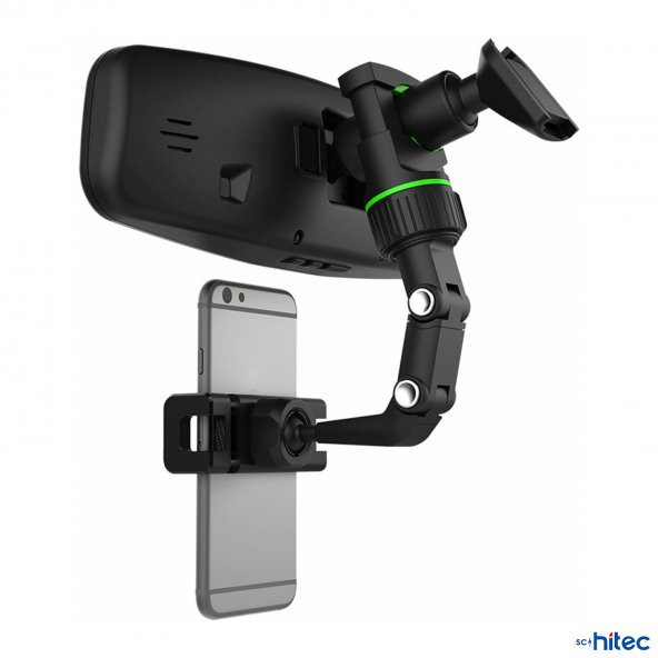 Global 360 Derece Dönebilen Dikiz Aynası Araç İçi Telefon Tutucu Siyah WNE0280 - 2