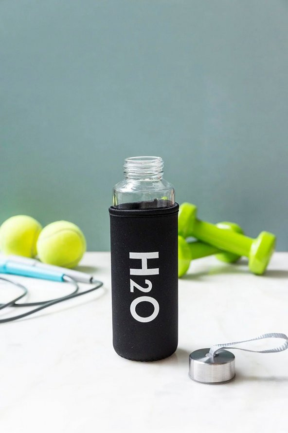 Kılıflı Siyah H2o Cam Matara 1000 ml - 2