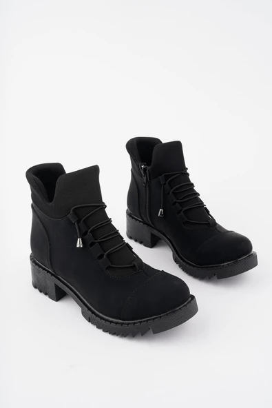 Muggo MOLDE Garantili Kadın Streç Lastik Bağcıklı Fermuarlı Bot - 6