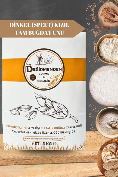 Taş Değirmenden Organik Atalık Dinkel Spelt Kızıl Tam Buğday Unu - 5 Kilo ürün görseli 1