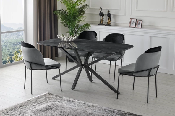 Çapraz High Gloss Yemek Masası 90*160 cm - 2