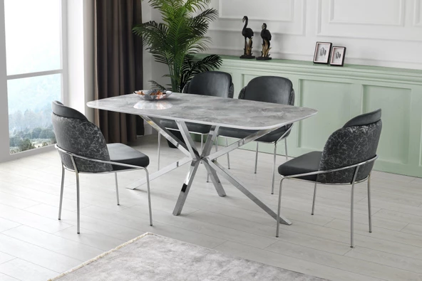 Çapraz High Gloss Yemek Masası 90*160 cm - 4