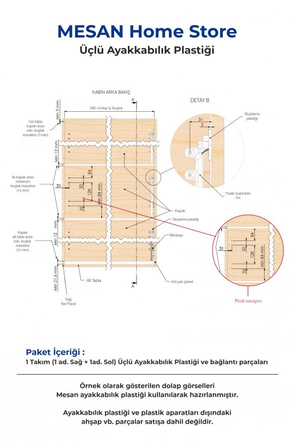 Mesan Ayakkabılık 3Lü Plastik Beyaz (Sağ-Sol) (0024) - 2