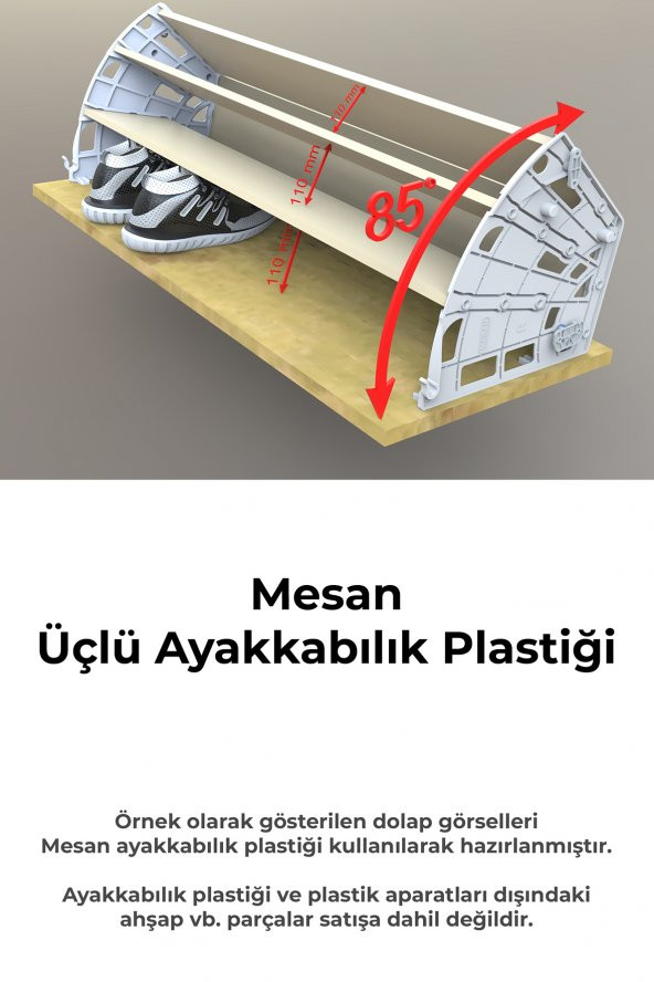 Mesan Ayakkabılık 3Lü Plastik Beyaz (Sağ-Sol) (0024) - 8
