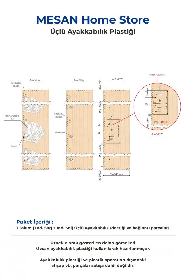 Mesan Ayakkabılık 3Lü Plastik Beyaz (Sağ-Sol) (0024) - 11