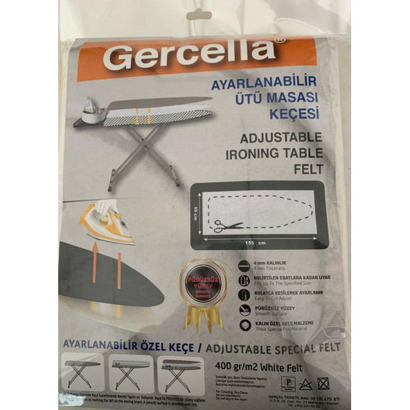 GERCELLA  AYARLANABİLİR ÜTÜ MASASI KILIFI ÖRTÜSÜ BEZİ KEÇESİ