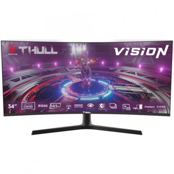 Thull Vision TG-UWQHD34C 34" 1ms 165Hz Uwqhd (Hdmı+2xdp) Va Frameless Qhd Curved Gaming Monitör