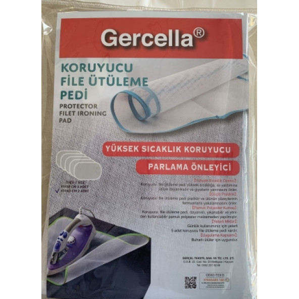 GERCELLA(5 AD)KORUYUCU FİLE ÜTÜLEME PEDİ YANMAZ YAPIŞMAZ ( Ütümasası kılıfı örtüsü bezi ) - 3