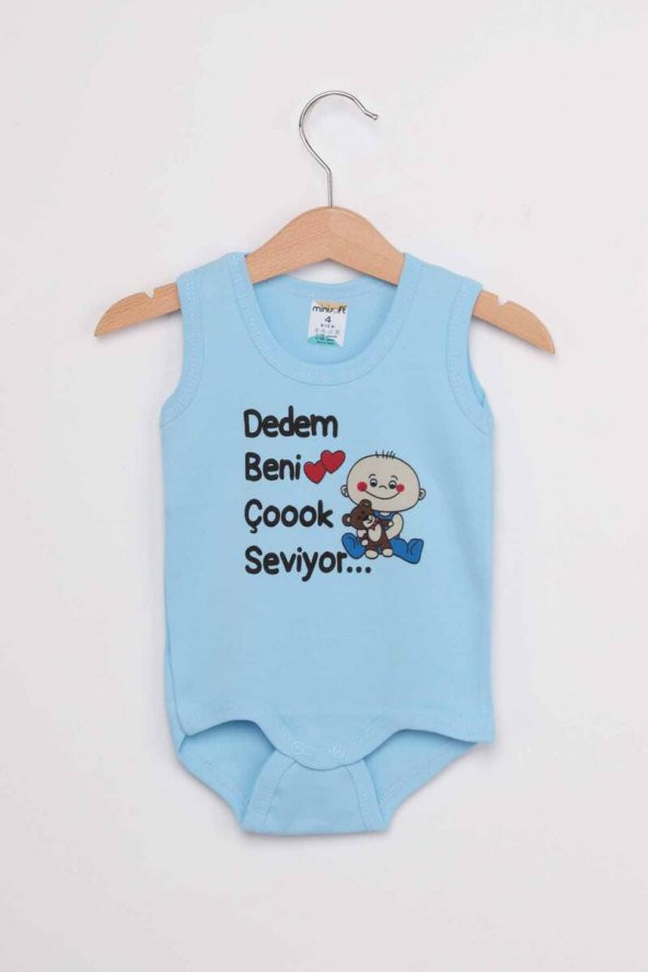 Dedem Beni Çok Seviyor Bebek Zıbın  Mavi