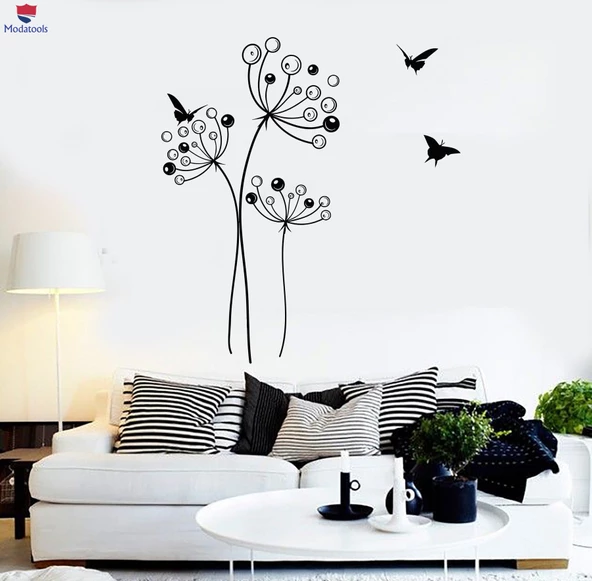 Oturma Odası, Yatak Odası Duvar Sticker Karahindiba Çiçeği Kuşlar Odası Sanat Etiketleri Eşsiz Hediyelik ürün görseli