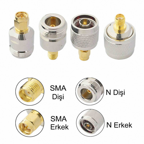 N Tip Erkek to Sma Dişi Soket Adaptör Konnektör  0-6GHz RF Wi-Fi Anten FPV Lora Helium Router Modem Koaksiyel - 8