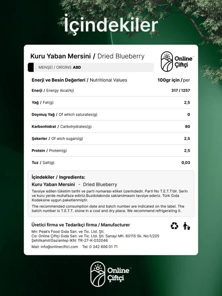 Online Çiftçi Yaban Mersini Blueberry 300Gr - 4