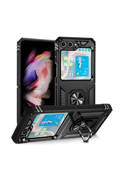 Galaxy Z Flip 5 Kılıf Yüzüklü Standlı Manyetikli Armor Zırh ürün görseli