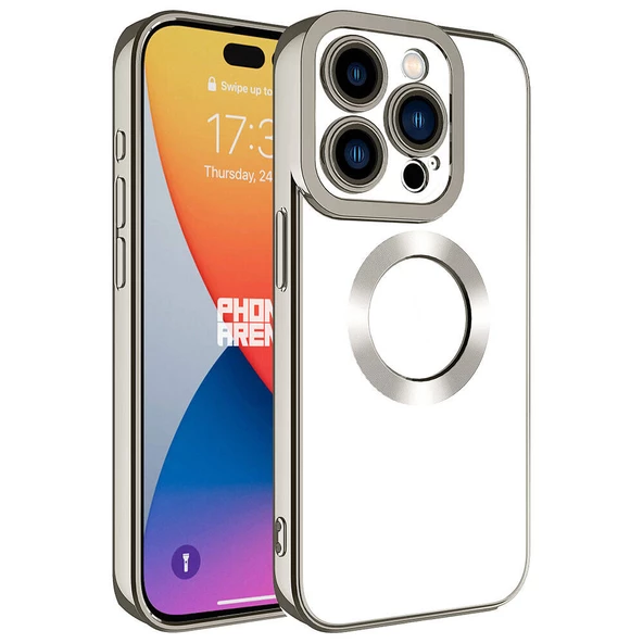 iPhone 15 Pro Kılıf Kamera Korumalı Logo Gösteren Omega Kapak - 11