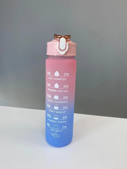 Motivasyonel 2'li set Su Matarası | Spor Salonu Su Matarası | 2 Lt Ve 900 Ml Yavru Matara Suluk Pembe - 3